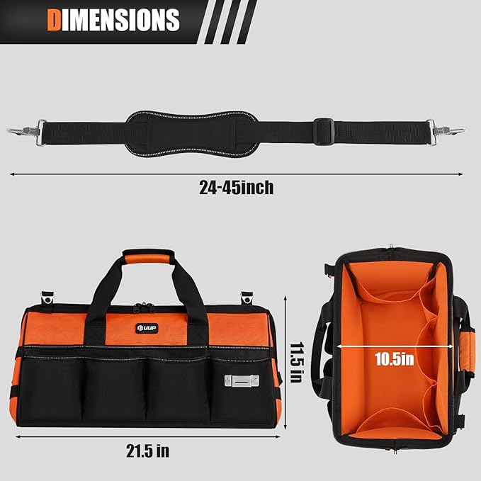 UUP Heavy Duty Tool Bag 20-Inch, Extra Large 16-Pocket Portable Empty Tool Box Organizer Storage, Toolbox Organization, Soft Handle Carrying Toolbag with Zipper, Father Dad Men Mechanic Birthday Gift