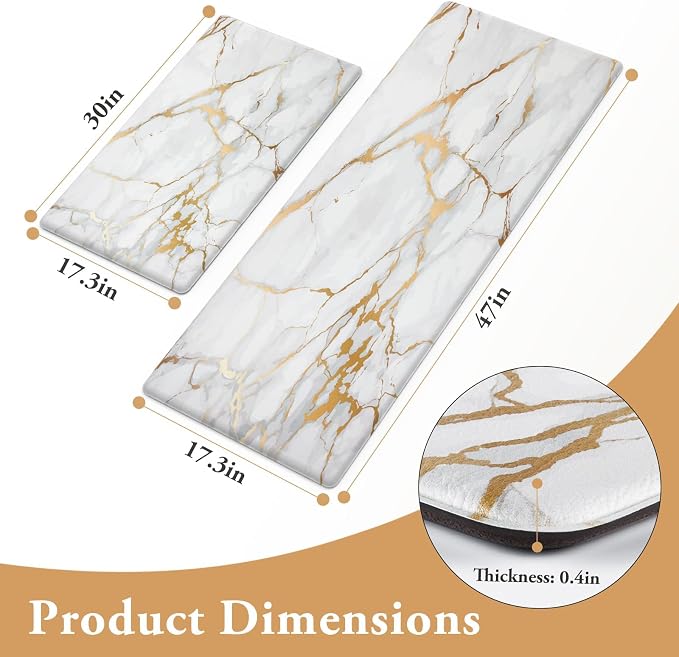 StepLively Kitchen Rugs and Mats, 2-Pack Low Profile Slip Resistant Kitchen Mats for Floor, in Front of Sink and Stove-17.3"*30"+17.3"*47"