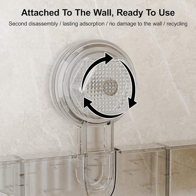 Shower Caddy Suction Cup Corner Bathroom Shower Organizer for Bathroom Storage & Home Decor Kitchen No Drilling Large Capacity Removable and Reusable Shower Shelves for Inside Shower (corner,Clear)