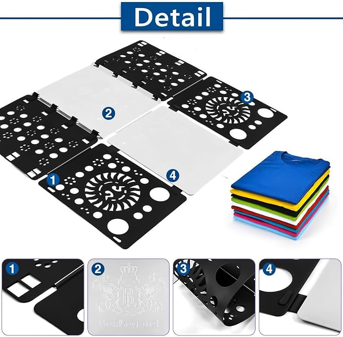 BoxLegend Version 3 Shirt Folding Board T Shirt Clothes Folder Durable Plastic Laundry Folders Folding Boards Helper Tool for Adults and Children (Black&White)
