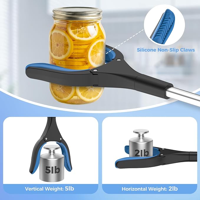 Grabber Reacher Tool for Seniors, 2 Pack Easy Grip 32" Long Handle Foldable Reacher Grabbers with Easy Grip & Magnetic Tip, Reaching Assist Pickup Tool for Trash, Ideal for Elderly & Disabled