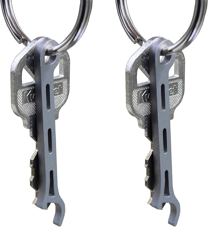 Gear Infusion Brew Soldier Bottle Opener - Thin Titanium Bottle Opener with Key Ring - Made in the USA (Sandblasted - Two Pack)