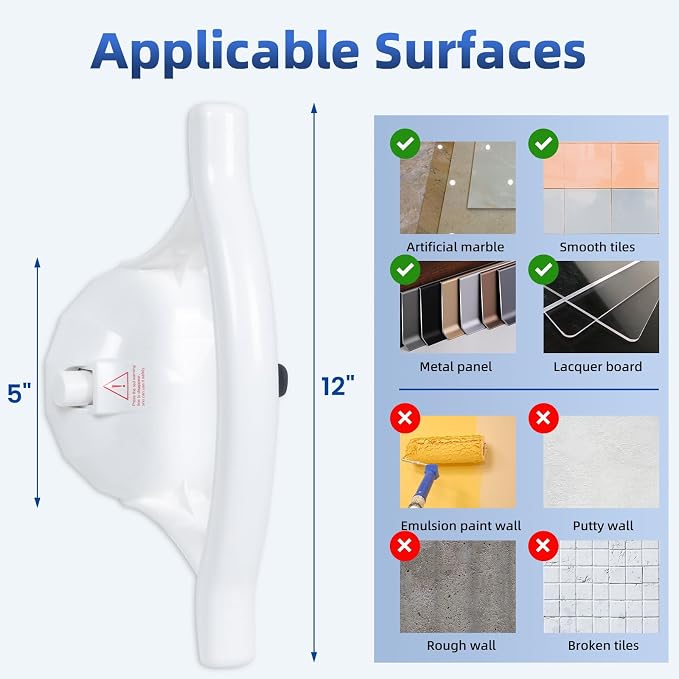 Upgraded Suction Grab Bars for Shower, 440lb Bathroom Safety Grab Bars for Bathtubs and Showers Heavy Duty, No Drilling Strong Suction Shower Handle for Seniors Elderly Disabled,Pregnant