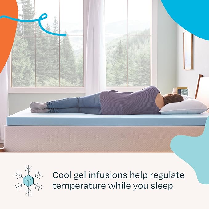 Linenspa Memory Foam Mattress Topper, King Size - 3 Inch Gel Infused Memory Foam - Plush Feel - Cooling and Pressure Relieving - CertiPUR Certified