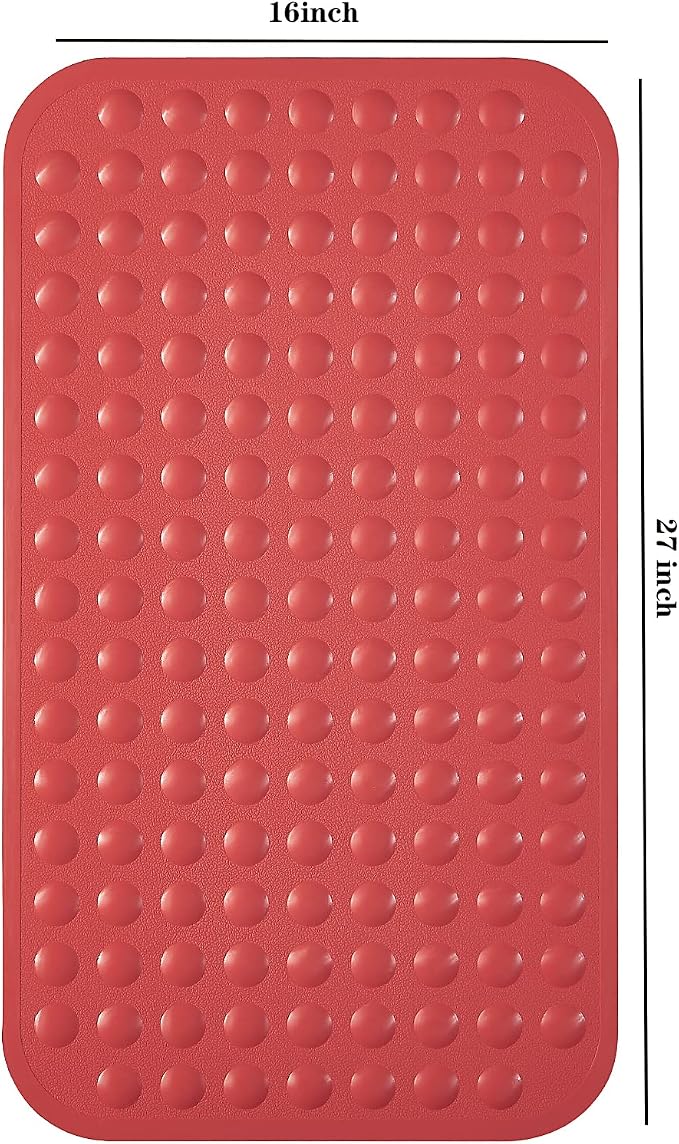 Yanzifly Bathtub Mat Non Slip Bath Mat for Tub Silicone Soft Bath Tub Mat Non Slip Shower Mats, Suction Cups Bath Tub Anti Slip Matt for Family Use, Machine Washable-Red