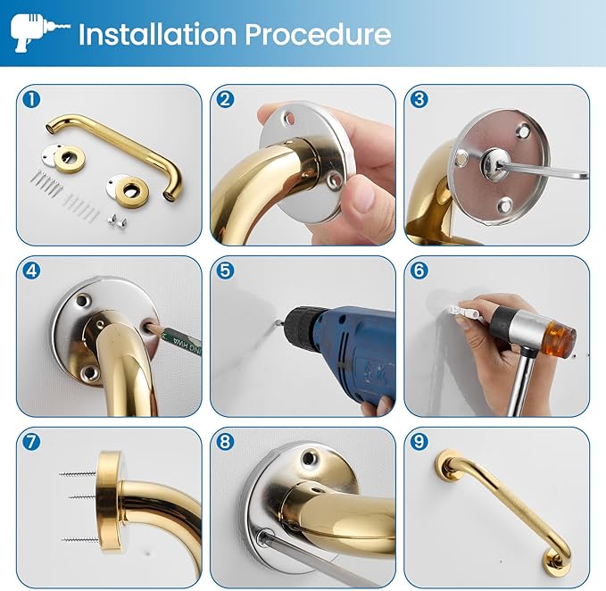 Grab Bars for Shower, Zynuhmo 2 Pack 12 Inch Anti Slip Stainless Steel Bathroom Safety Shower Grab Bar Handrails for Handicap Injury Pregnant Senior Assist Shower Handles(Titanium Gold, 1" Diameter)