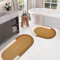 Rubber Bath mats Quick-Drying Non-Slip Bathroom mat Super Absorbent Bath mat Instant Dry Bath mat, Bathroom Rug in Front of The Kitchen Sink, Shower Room, Bathtub, Oval(Brown+16.9x26.7in+16.9x35.4in)