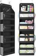 Yecaye 5 Tier 1Pc Over the Door Organizer, Swing-proof Door Organizer Hanging with Clear PVC Windows, Behind the Door Storage for Bedroom Nursery Closet Laundry Pantry Bathroom, Black