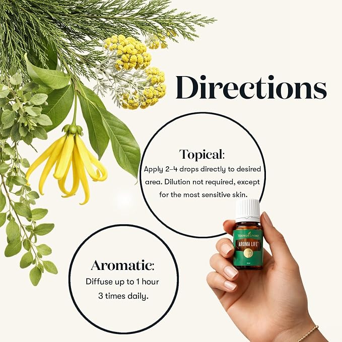 Young Living Aroma Life Essential Oil Blend | 15 ml | Ideal for Massage & Aromatherapy Diffusers | Calming Herbal Scent for Relaxation & Tranquility | Self-Care & Wellness Ritual