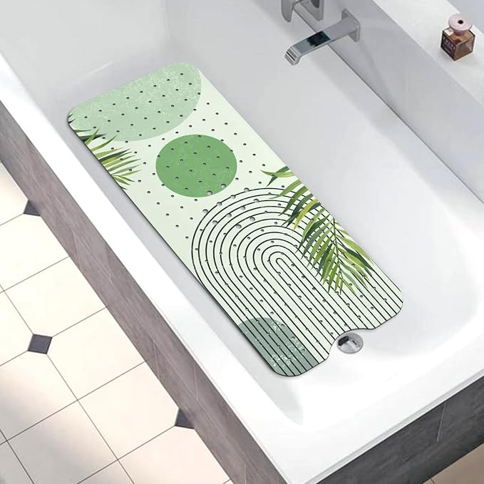 Bathtub Mat Non Slip, Bohemia Extra Long Bath tub Mat Shower Floor Mat with Suction Cups and Drain Holes for Adults Kids Elderly 40 X 16 Inch