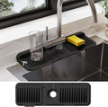 18 Inch Silicone Faucet Mat for Kitchen Sink Splash Guard – 2025 Upgraded Draining Mat with Water Tray Behind Faucet – Countertop Protectors to Catch Spills (Black, 17.7" x 5.5")