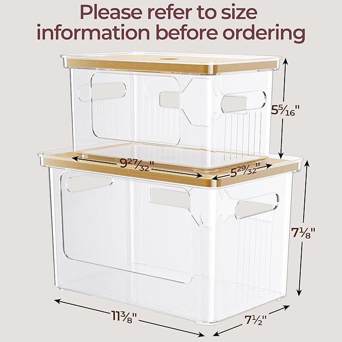 Delamu Acrylic Trash Bag Holder, 2 Pack (XL+S) Stackable Garbage Bag Dispenser, Clear Organizer Bins for Under Sink Organization, Pantry Storage, Cabinet, Kitchen, Laundry, Bathroom