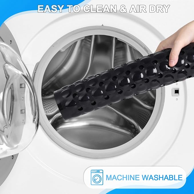Bathtub and Shower Mats, 40x16 Inch Extra Large Non Slip Soft Bath Tub Mat with Suction Cups and Drain Holes for Bathroom Floor and Keep Tubs Clean, Machine Washable, Black