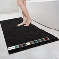 Muddy Mat Chenille Bathroom Rugs Quick Dry Microfiber Mats Non Slip Washable, Extra Thick, Soft and Highly Absorbent Bath Mats for Bathroom, Kitchen, and Shower Floor - Black XL 59"X35"