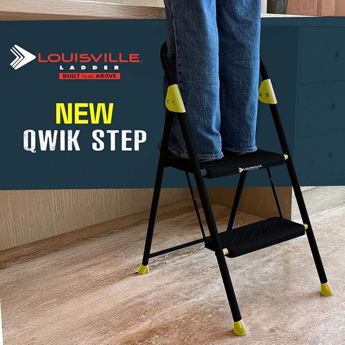 Louisville Ladder Qwik Step 2 Step Ladder, Step Stool with Anti-Slip Step, 375lb Load Capacity, L-4461-02
