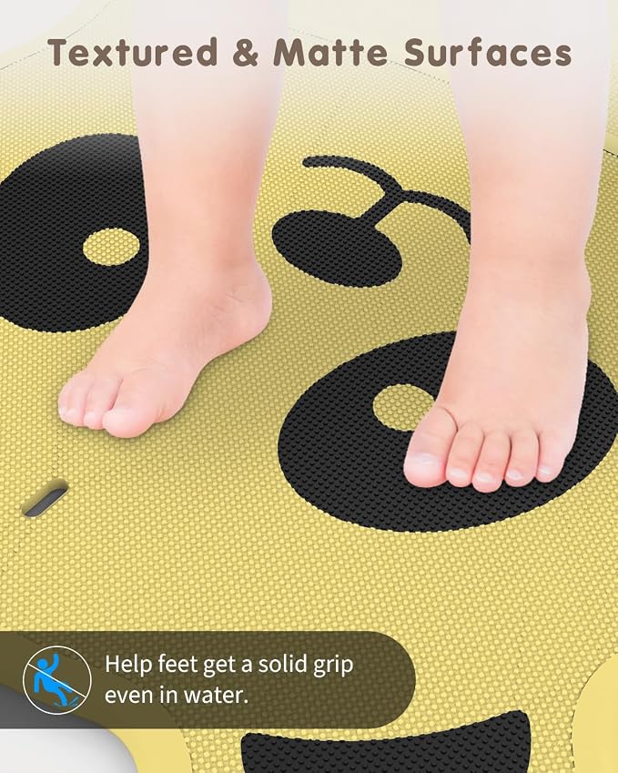 Safe Bath Solution, Bathtub Mat Non Slip for Babies, Toddlers, Kids & Pets, Natural Rubber BPA-Free Low Odor Safer Than PVC, Machine Washable, Suitable for Bathroom, Garden, and Hotel Tubs, Yellow