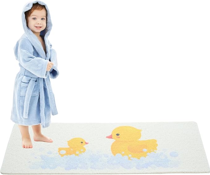 Non Slip Bathtub Mat Shower Mat for Tub - Loofah Bath Mats for Bathroom - 40x16 Bathtub Floor Mat - Textured Anti Slip Bath Mat Without Suction Cups - Secure Mat for Wet Areas (40x16 Duck)