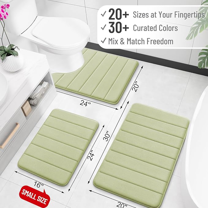 OLANLY Memory Foam Long Bathroom Rugs Runner 47x17, Super Soft Absorbent Bath Mat, Quick Dry, Machine Washable Shower Floor Rugs, Bathmat Carpet, Bathroom Home Decor Accessories, Vanilla
