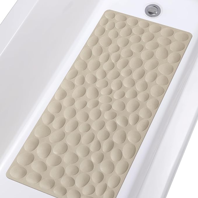 OTHWAY Bathtub Mat Non Slip, Rubber Bath Mat for Kids for Baby, 16x31.5 inch Large Bath Mats for Bathroom Tub with Strong Suction Cups (Brown)