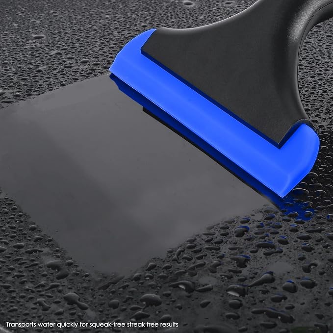 EHDIS 6'' Small Silicone Squeegee 5-inch Handy Small Rubber Window Shower Squeegee Auto Water Blade for Car Windshield, Window, Mirror, Glass Door, Ice Snow Removal Scraper Tool (Blue and Orange)