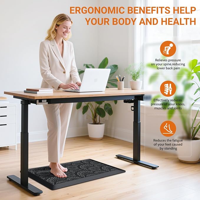 Mattitude 4/5 Inch Kitchen Mat, 17.3x28in Heavy Duty Ergonomic Comfort Foam Standing Desk Mat, Waterproof Non-Slip Standing Mats and Rugs for Kitchen, Office, Black