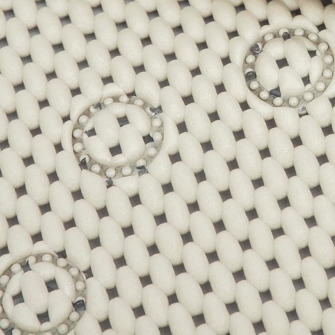 Bathtub Mat Non Slip Ivory 36” X 17” Shower Mat Soft Foam Bath Mats for Bathroom Tub, Bathtub Mat with Drain Holes, Suction Cups, Shower Mat Non Slip