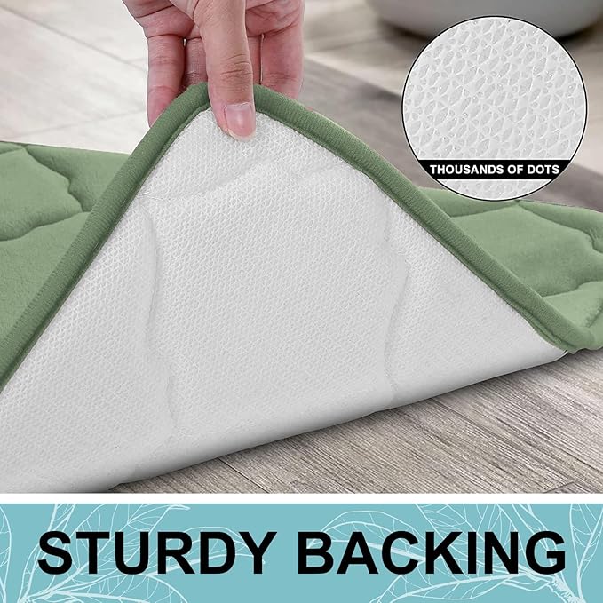 OLANLY Memory Foam Bath Mat Rug 30x20, Ultra Soft and Absorbent Bathroom Rugs, Non-Slip, Comfortable, Machine Washable Bath Carpet for Bathroom Floor, Tub Shower and Home Decor Accessories, Sage Green
