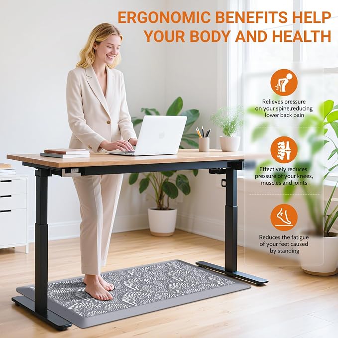 Mattitude 4/5 Inch Kitchen Mat, 20x42in Heavy Duty Ergonomic Comfort Foam Standing Desk Mat, Waterproof Non-Slip Standing Mats and Rugs for Kitchen, Office, Black