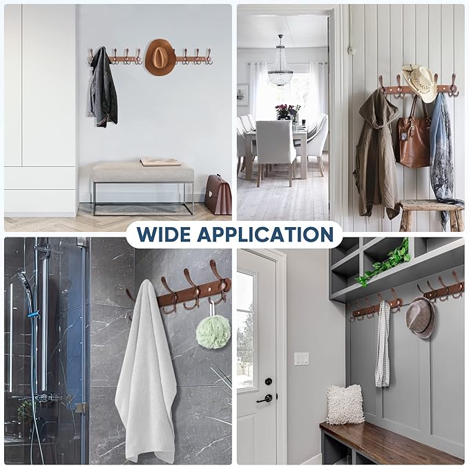 TICONN Wall Mounted Coat Rack, Five Heavy Duty Tri Hooks All Metal Construction for Jacket Coat Hat in Mudroom Entryway (Antique Bronze, 1-Pack)