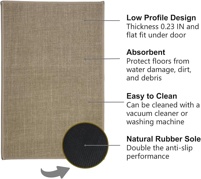 Maximum Non-Slip Indoor Door Mat, Long-Lasting, Soft & True Color with Rubber Backing, Washable & Stain-Resistant Entryway Mat with Powerful Dirt Trapper for Various Entrance, 35''X24'', Brown