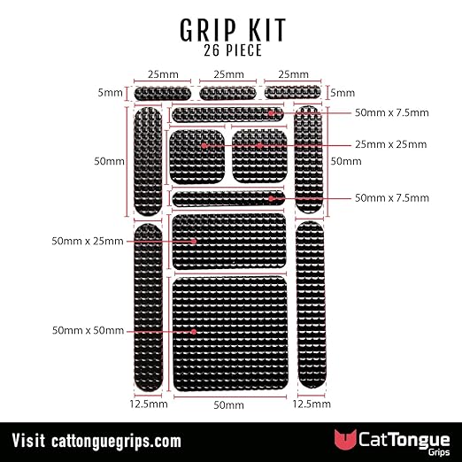CATTONGUE GRIPS Non-Abrasive Grip Tape Strips - Heavy-Duty, Pre-Cut Anti-Slip Tape for Phones, Tablets, Crafting & More - Indoor & Outdoor Anti-Slip Solution (Black, 1-Pack)
