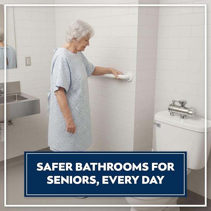 Grab Bar Bundle - ADA Compliance - 1.5" Diameter - 18", 36", 42" Lengths - Pack of 3 - White, Toilet Grab Bars for Commercial Restrooms and Grab Bars for Shower