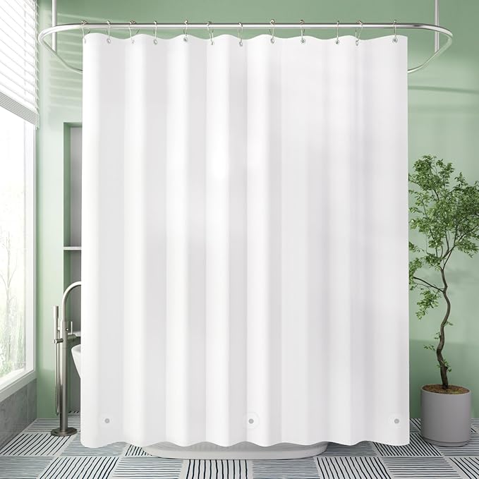 AmazerBath Shower Curtain Liner, 72x72 Plastic White Shower Curtain Liner, Cute Waterproof PEVA Shower Curtains, Lightweight Shower Curtains for Bathroom with Magnets and 12 Grommet Holes