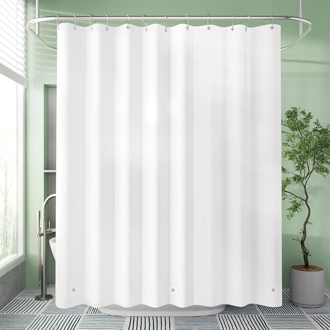 AmazerBath Extra Long Shower Curtain Liner, White Shower Curtain Liner 84 Inches Long, 72x84 Plastic White Shower Liner, Cute Bathroom Shower Curtain Liners, PEVA Tall Shower Liner with 3 Magnets