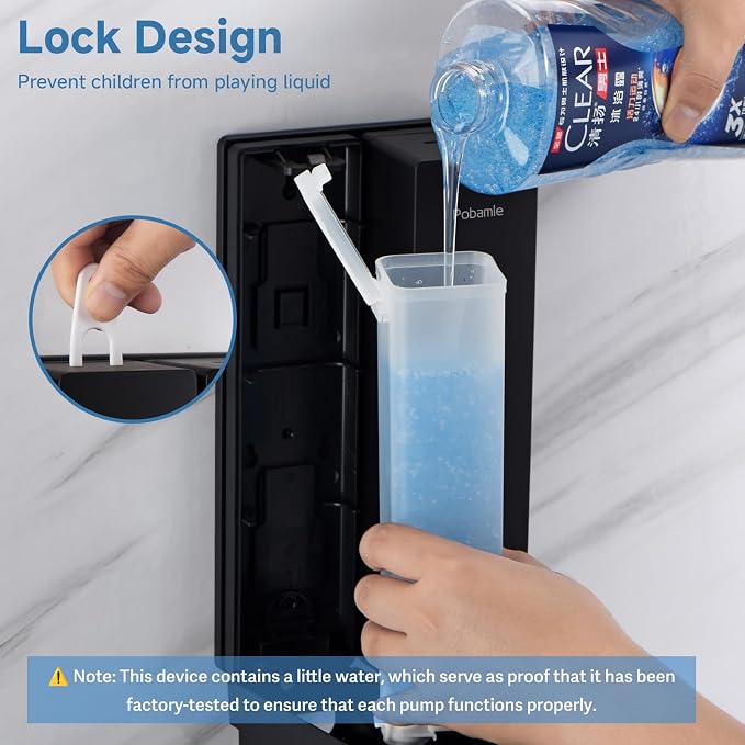Shampoo Dispenser for Shower - Shower Soap Dispenser Wall Mounted No Drill - Shampoo Body Wash Dispenser 2 Chamber - Easy Install for Bathroom Hotel Black 800ml