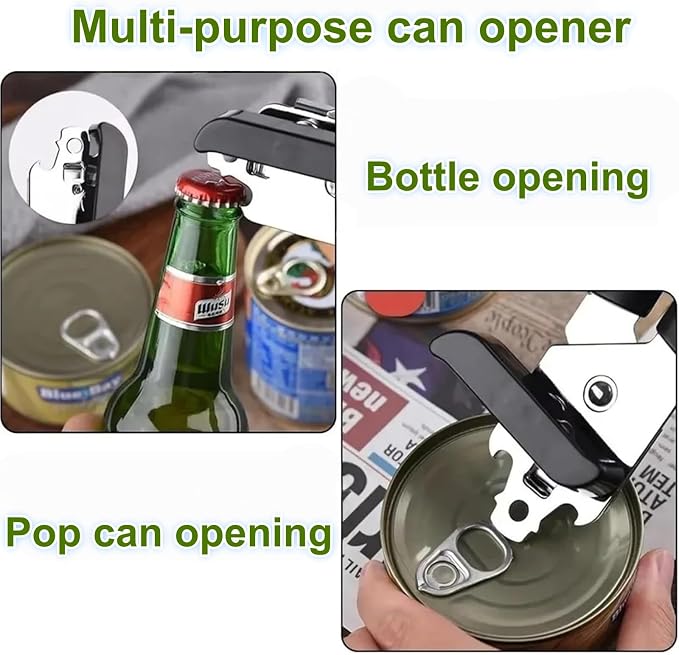 1 Pcs Heavy Duty Stainless Steel Manual Can Opener – COKORA Smooth Edge Can/Bottle Opener with Anti-Slip Comfort Handle, Easy Turn for Seniors & Kitchen Use