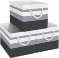 Fab totes Storage Bins 3-Pack, Foldable Storage Baskets for Organizing Toys, Books, Shelves, Closet, Large Storage Box with Rope Handles, Sturdy Organizer Bins,Gradient Grey