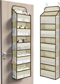 Yecaye 1 Pc 5 Tier Over the Door Organizer with 15 Pockets | 44lb Load Over the Door Storage | No Sagging Closet Organizers and Storage | Versatile Nursery Hanging Organizers for Home Dorm - Beige
