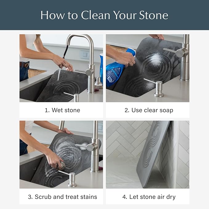 Dorai Home Stone Bath Mat - Premium Diatomaceous Earth Bath Floor Mats with Non-Slip Base, Fast-Drying Modern Shower Mat for Bathroom | Zen Ash - 23.6"x15.4"