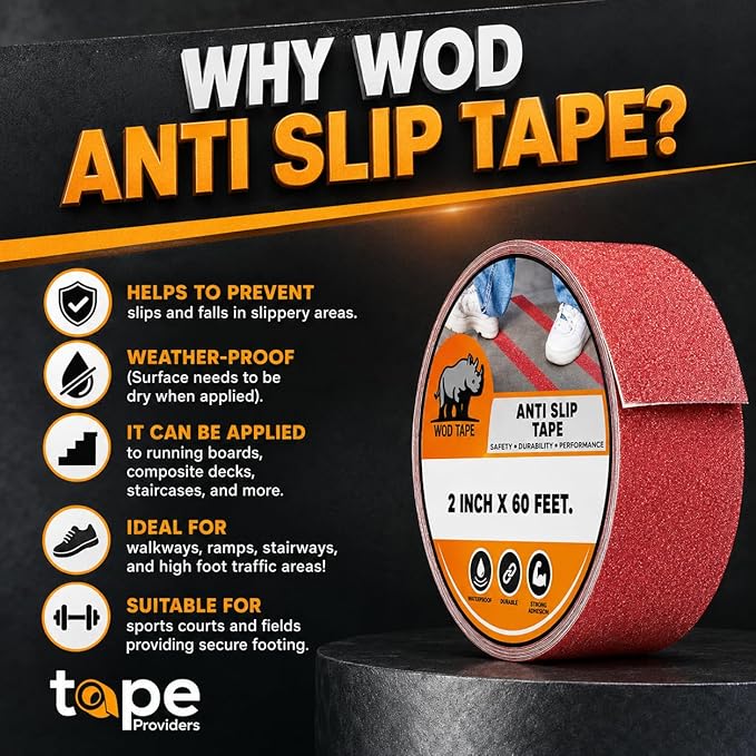 WOD Heavy Duty Anti Slip Tape Yellow - 3 inch x 60 ft. Non Skid Treads Weather Proof Indoor/Outdoor Traction Tape for No Slip Stairs ASTC32