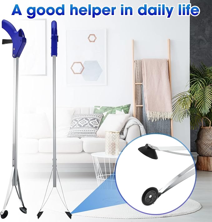 Meanplan 12 Pieces Suction Cup Reacher Grabber Tool 32 Inch Long Handle Trash Picker Grabber Pick up Grab Tool Pickup Arm Extender for Elderly Outdoor Garden Yard