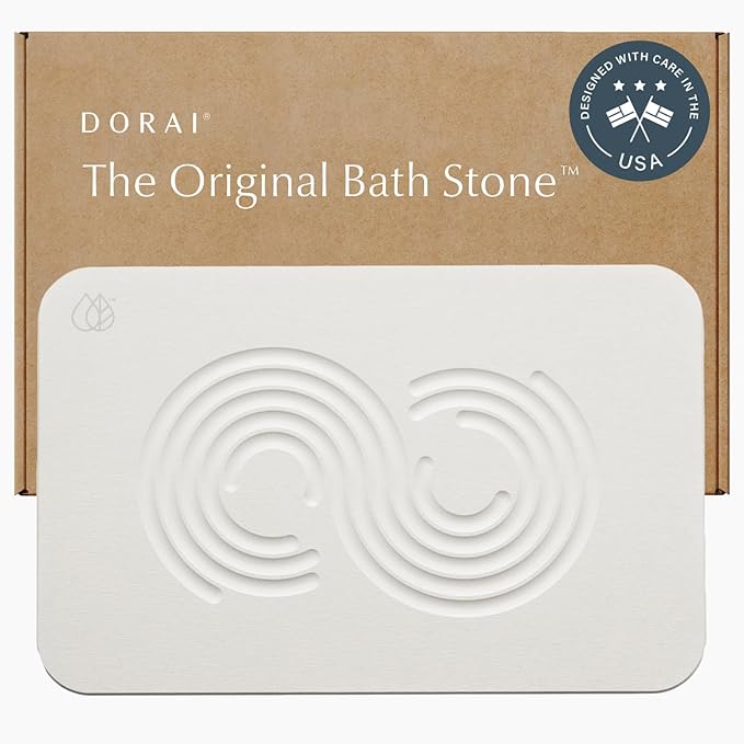 Dorai Home Stone Bath Mat - Premium Diatomaceous Earth Bath Floor Mats with Non-Slip Base, Fast-Drying Modern Shower Mat for Bathroom | Zen Sandstone - 23.6"x15.4"