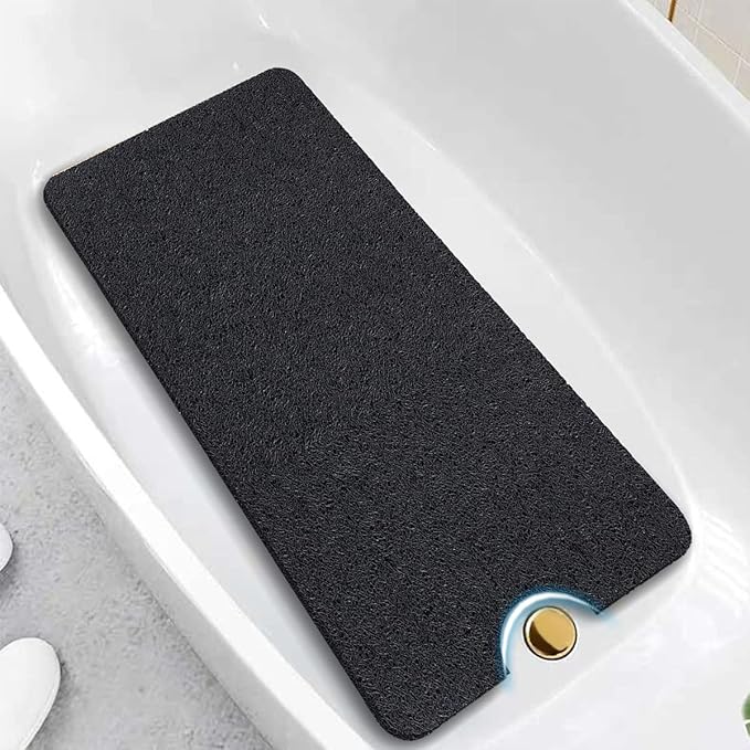 Asvin Soft Textured Bath, Shower, Tub Mat, 24x16 Inch, Phthalate Free, Non Slip Comfort Bathtub Mats with Drain, PVC Loofah Bathroom Mats for Wet Areas, Quick Drying