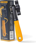 Deiss Pro Heavy Duty Can Opener Manual Smooth Edge, Handheld Can Opener With Soft Touch Handle, Rust Proof Safety Can Opener Oversized Handheld Easy Turn Knob, Best Large Lid Openers (ORANGE)