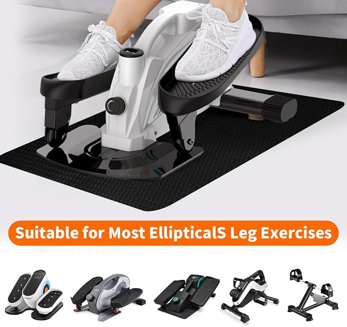 Double-Sided Non-Slip Workout Mat for Elliptical Machine, 23.6" x 17" Stepper Mat for Under Desk Ellipticals & Pedal Exercisers, Stability & Floor Protection, Vibration Plate Mat Compatible