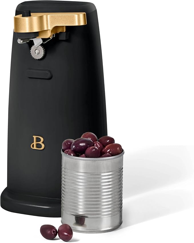 DqOasd Electric Can Opener by Drew Barrymore, Stainless Steel Blade, Auto-Turn Feature (Black Sesame), 1