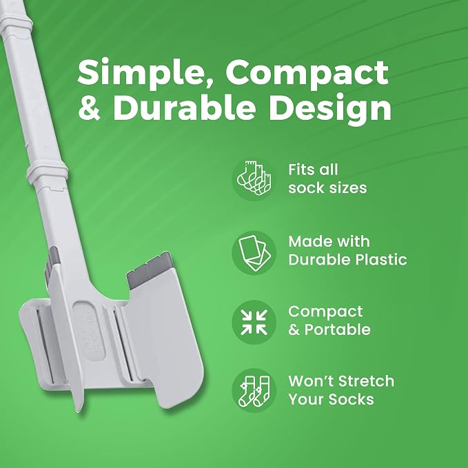 Sock Ox by Easy to Use Products - Adjustable Sock Aid Device for Seniors - Not for Compression Socks - Travel-Friendly for Elderly with Built-in Shoe Horn - Adjustable Up to 36 Inches in Length
