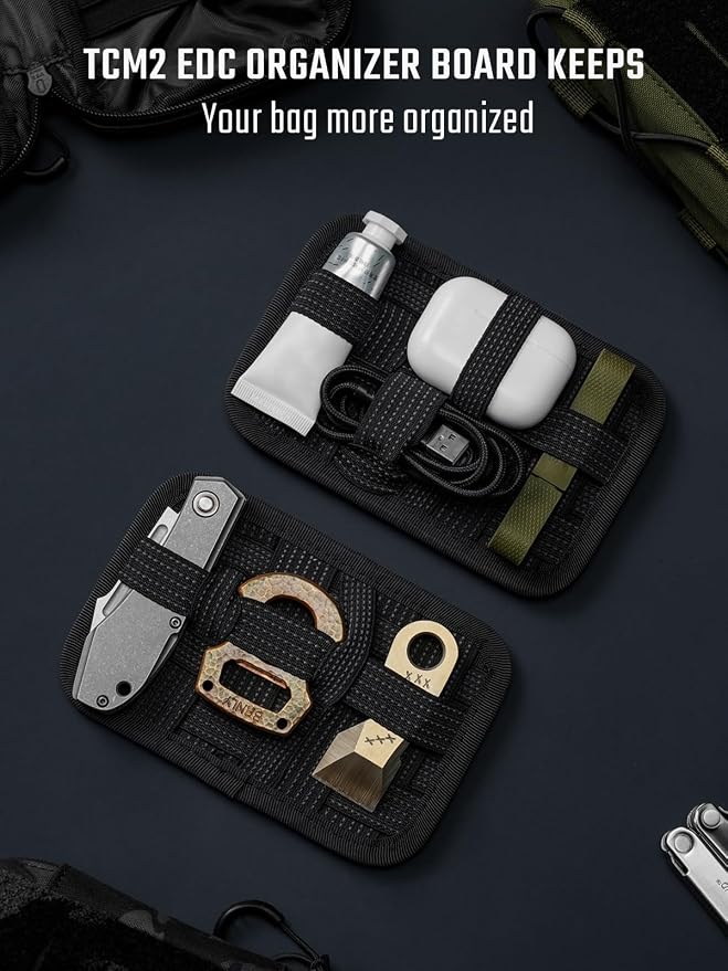 TACTICAL_GEEK TCM2 Mini EDC Organizer Board, Anti-Slip Elastic Woven Board,Bag Insert Panel for Small Gear, Backpack Accessories for Everyday Necessary Gadget (Black)