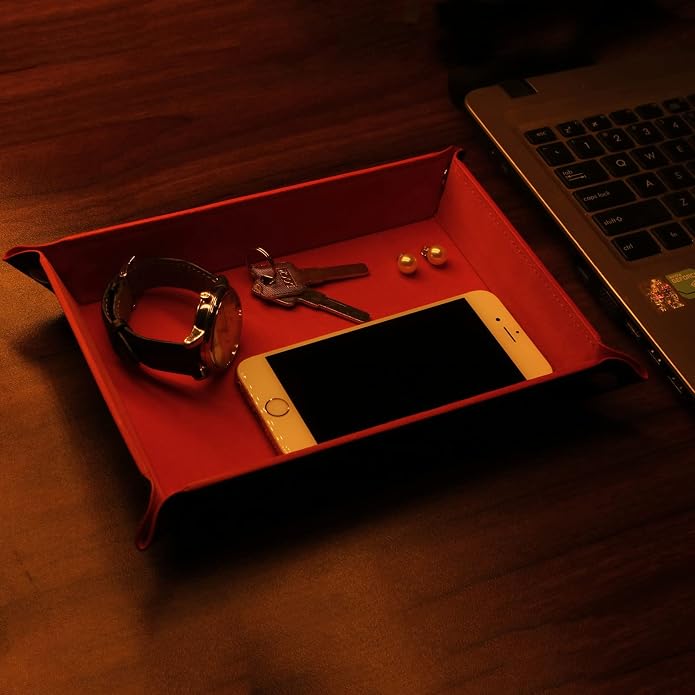 Valet Organizer - Catchall Tray for Jewelry, Wallets, Watches, Keys, Coins, Phones, Glasses - Perfect for Nightstand, Desk, Entryway