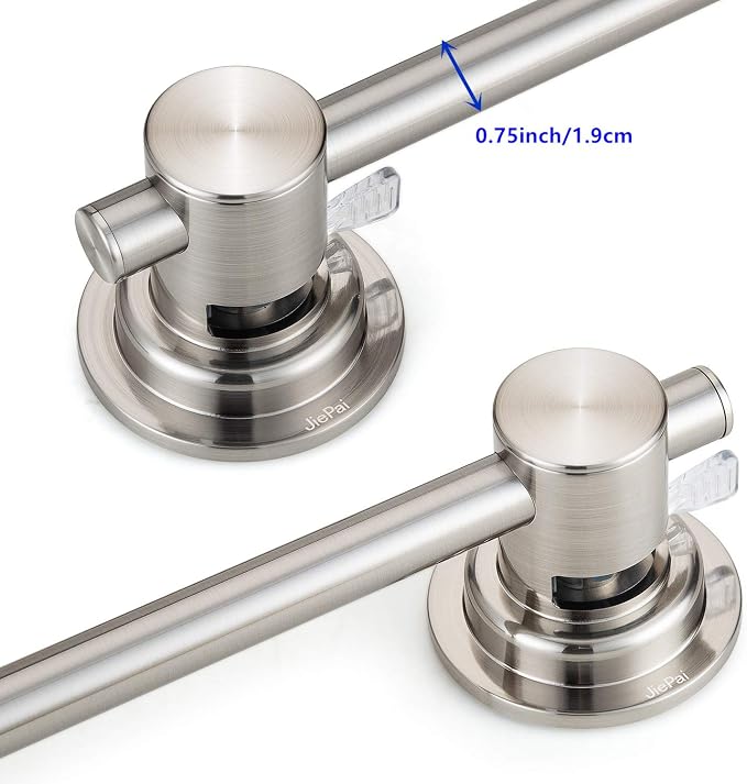 JiePai 24 inch Suction Cup Towel Bar Brushed Nickel,Bath Shower Towel Holder Shower Door Adhesive Towel Bar Suction Towel Rack (Brushed Nickel, 24inch)